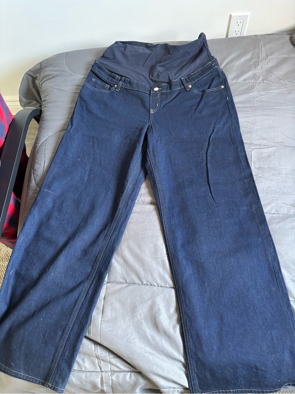 Maternity Dark Blue Stretch-Waist Jeans for Women